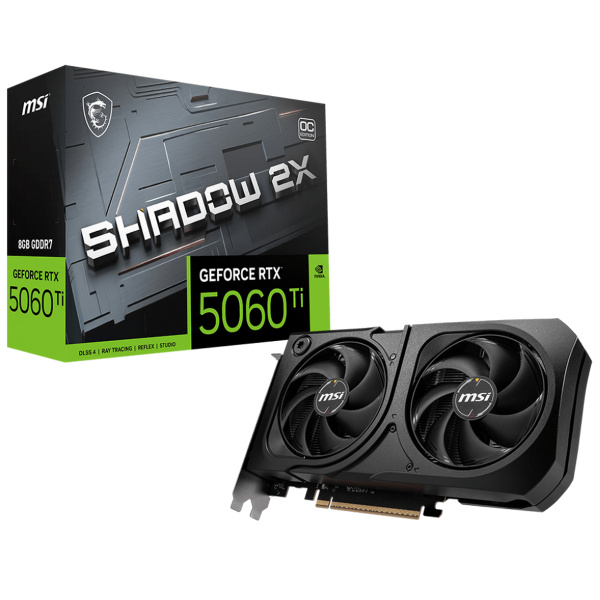 Видеокарта GeForce RTX5060Ti MSI 8Гб SHADOW 2X OC PLUS GDDR7,128bit,HDMI,3DP (RTX 5060 Ti 8G SHADOW 2X OC PLUS) ret