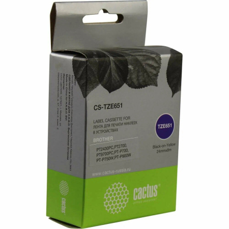 Картридж ленточный Cactus CS-TZE651 TZe-651 черный для Brother 1010/1280/1280VP/2700VP