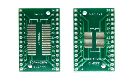 Плата макетная SOP28/SSOP28/TSSOP28, 0.65/1.27мм, переходник на DIP