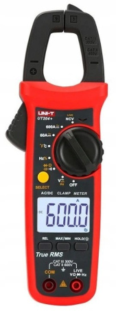 Токовые клещи Uni-T UT204+, AC/DC 600A, TrueRMS, 6000counts, 2*AAA