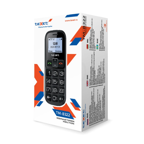 Сотовый Texet TM-B322 Black/Red 2sim/1.44"/128*64/microSD/Bt/600мАч/моноблок