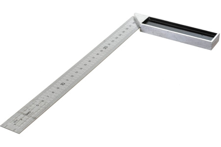 Угловая линейка DELI dl302300 300 мм, нержавеющая сталь, алюминиевое основание
