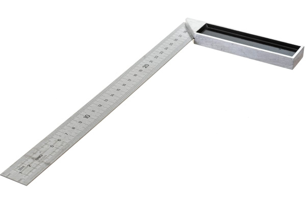 Угловая линейка DELI dl302300 300 мм, нержавеющая сталь, алюминиевое основание
