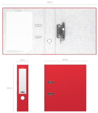 Папка-регистратор 70мм. Erich Krause "Стандарт" мет. кант, красная (280)