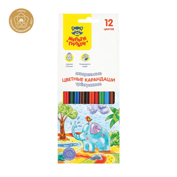 Карандаши акварельные 12цв. Мульти-Пульти "Невероятные приключения" CP_41149