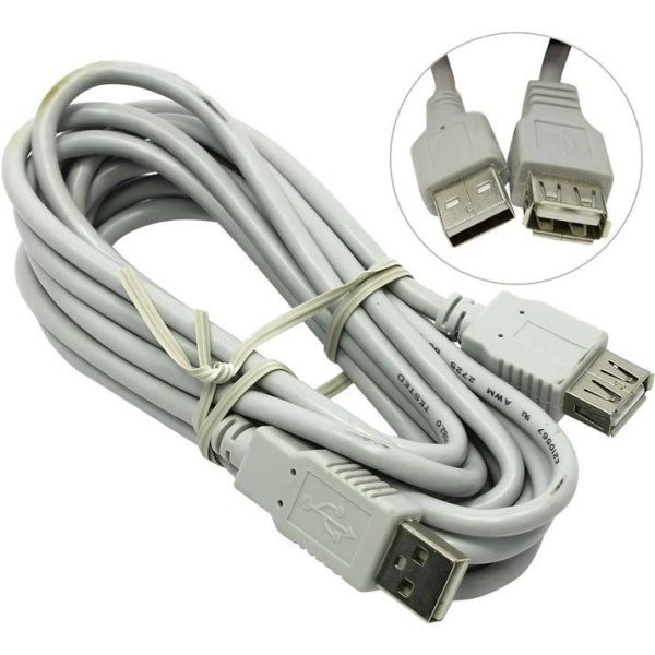 Кабель удлинительный USB2.0 Am-Af  3.0м Telecom, черный