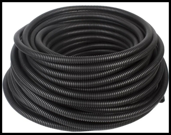 Труба гофрированная D20мм/ПНД, протяжка, IP55, уп.25м, черный, CTG20-20-K02-025-1