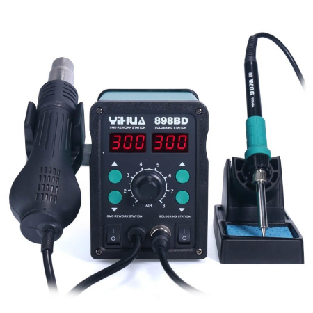 Паяльная станция Yihua 898BD, паяльник 200..480°С, фен турбинный 100..480°C, 700вт