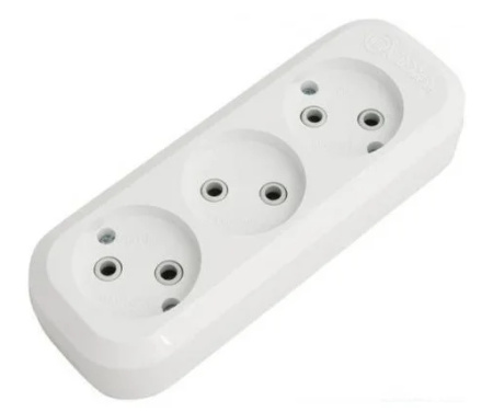 Колодка электрическая 3 розетки, белый, Makel MGP121