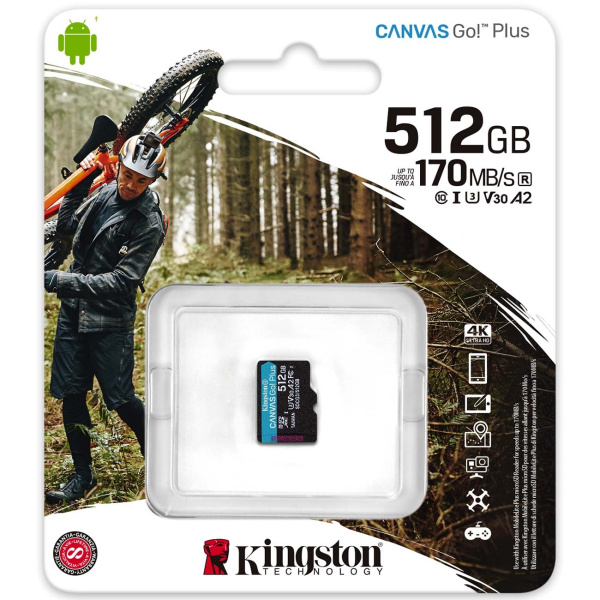 Карта памяти Kingston Canvas Go! Plus microSDXC 512 ГБ [SDCG3/512GBSP]