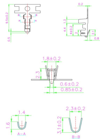 Клемма разъема XH2.54/XHB2.54, гнездо на 30AWG..22AWG