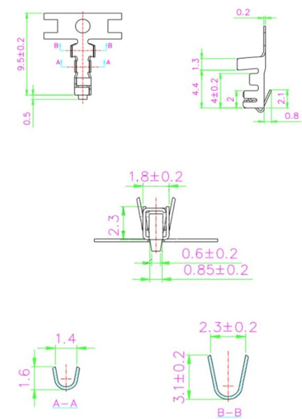 Клемма разъема XH2.54/XHB2.54, гнездо на 30AWG..22AWG