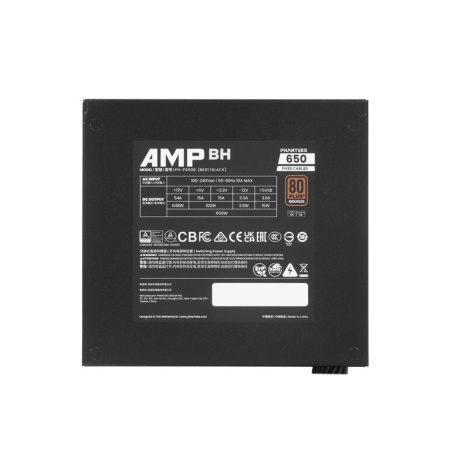 Блок питания 650Вт PHANTEKS AMP BH 650W Black (ATX 3.1,APFC,120мм,2PCI-E,4SATA,80+Bronze)[PH-P650B_BK01]