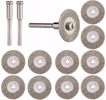 Алмазные диски для гравера (набор 10 штук + 2 держателя) d=45мм