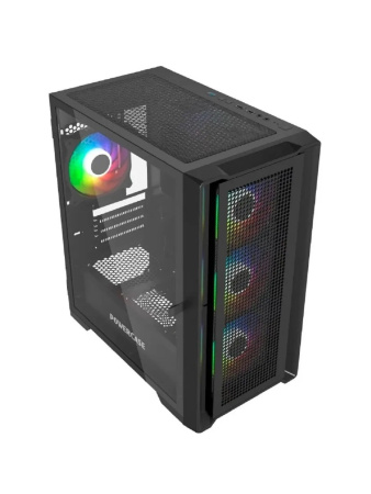 Корпус mATX Б_БП Powercase Alisio Micro X4B V2 (USB3.0,Audio,черный,Mesh,TG,4х120мм ARGB fans,ARGB HUB,CPU Cooler до 160мм, VGA до 300мм)[CAMCXB-A4]