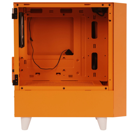 Корпус без блока питания/ Case WIZMAX EM1, Mini-Tower, TG, 1x160mm + 1x120mm LED, 1xUSB-A 3.0 + 2xUSB-A 2.0, mATX, mITX, Woofer Orange (EM1 Woofer Ora