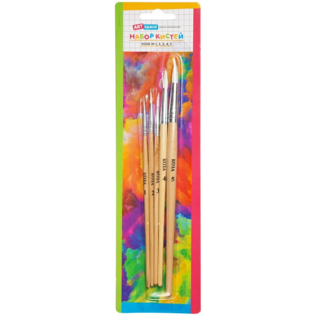 Набор кистей 5шт. ArtSpace Коза, круглые, № 1, 2, 3, 4, 5 (SB1-5_3303)