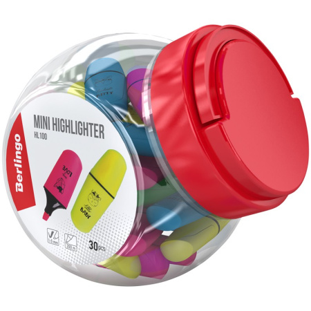 Маркер текстовыделитель BERLINGO "Textline HL100", мини, ассорти, 1-5мм (T1099_50)