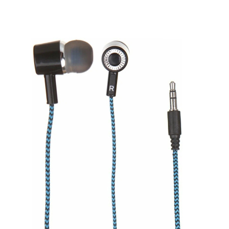 Гарнитура Perfeo MILD внутриканальные, чёрно-синий тканевый провод (PF_A4483)