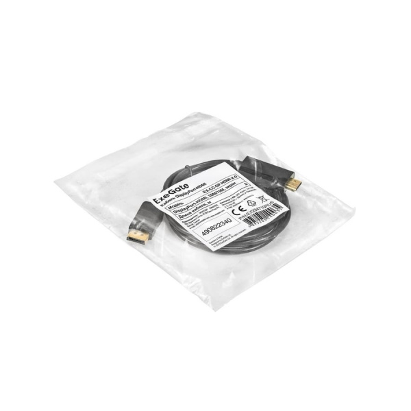 Кабель DisplayPort(m) - HDMI(m)   2.0м ExeGate, черный (EX-CC-DP-HDMI-2.0)