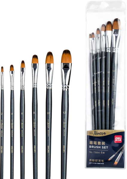 Набор кистей 6шт. Deli "Arte Nuevo" плоские (73894)