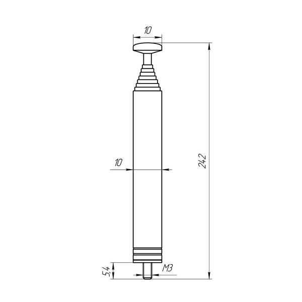 Антенна телескопическая d10мм, 230..1700мм, внешняя резьба М3, AST-14/S9