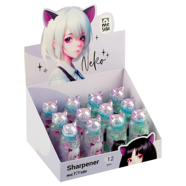 Точилка MESHU "Neko" 1 отверстие, ассорти MS_56000