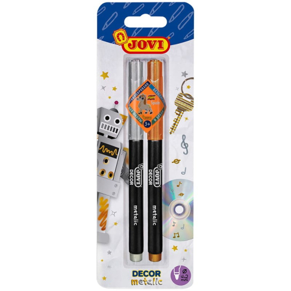 Набор маркеров для декорирования JOVI "Decor metalic. Золото+Серебро" (1602)
