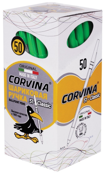 Ручка шариковая Cоrvina "51 Classic" зелёная 1мм (40163/04)