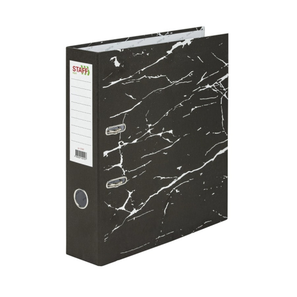 Папка-регистратор 75мм. STAFF " Profit" мраморн. покр., черный (272007)