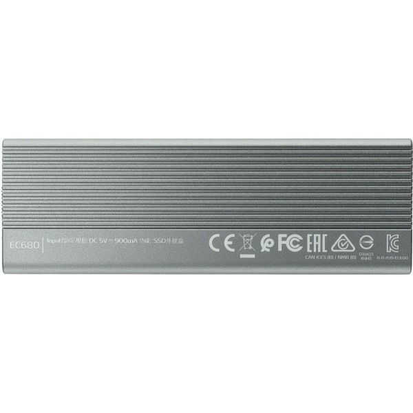 Корпус для HDD/SSD  M.2 ADATA External SSD Enclosure EC680 USB 3.2 Gen2, NVMe/SATA, RGB, Titanium Grey, RTL