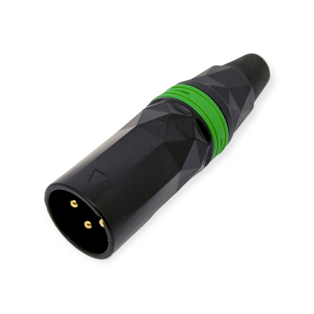 Разъем XLR штекер, на кабель, металл, зеленый