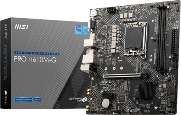 Мат.плата S1700 H610 MSI PRO H610M-G (mATX,2DDR5,M.2,4SATA3,VGA,HDMI,DP,PC4800)