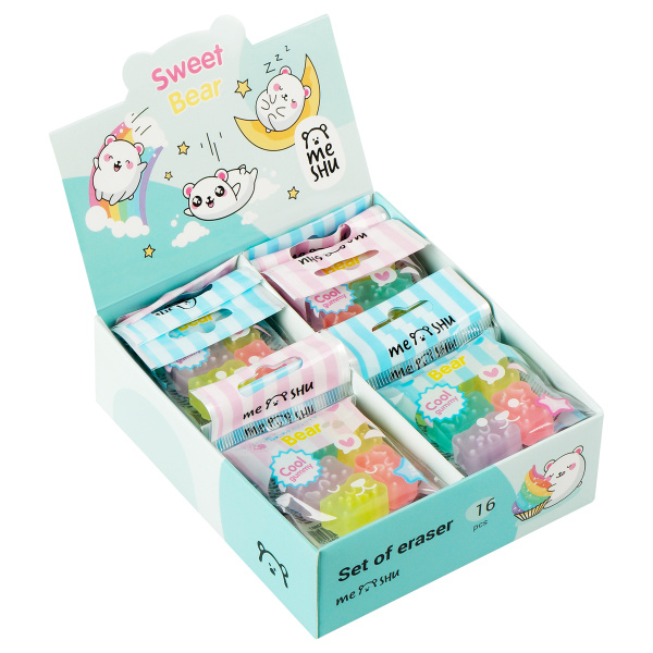 Ластик MESHU "Candy Bear", набор 5 шт. MS_52607
