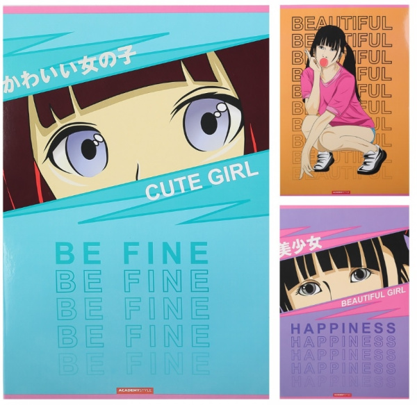 Тетрадь А4 48л. кл. "Аниме девушки" КанцБиз, ассорти (13602/3)