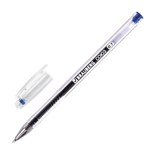 Ручка гелевая BRAUBERG РОССИЯ "СОЮЗ" 0,5мм., синяя (143962)