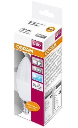 Лампа светодиодная E14 6.5Вт 4000K B60 свеча Star Classic Osram 4058075134140