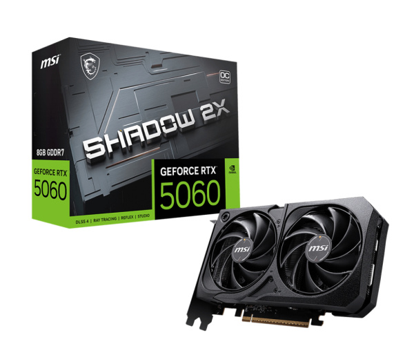Видеокарта GeForce RTX5060 8Гб MSI SHADOW 2X OC GDDR7,128bit,HDMI,3DP (RTX 5060 8G SHADOW 2X OC) ret