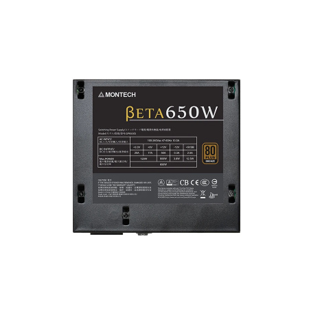 Блок питания 650Вт Montech BETA 650W (ATX 2.43,APFC,120мм,2PCI-E,6SATA,80+Bronze)[BETA650]