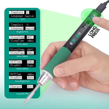 Паяльник Yihua 928D-IV, USB Type-C, PD 60W, жало C235