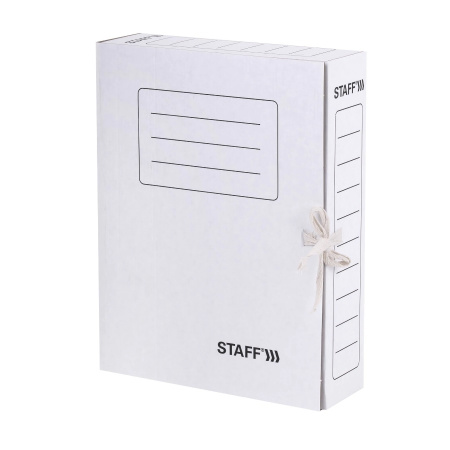 Короб архивный 7,5см. STAFF с завязками, белый (128869)