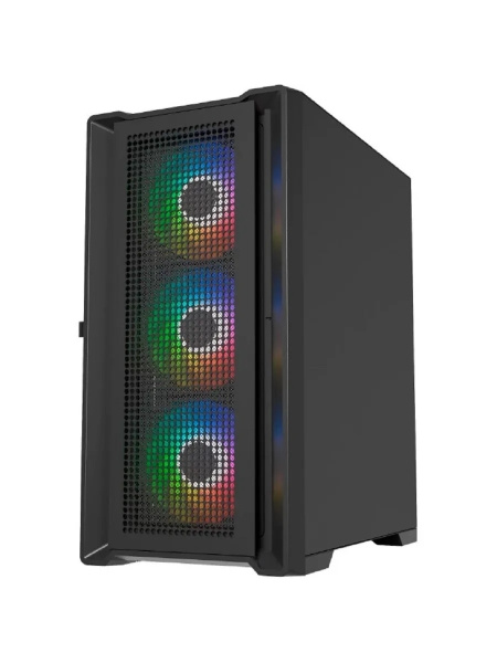 Корпус mATX Б_БП Powercase Alisio Micro X4B V2 (USB3.0,Audio,черный,Mesh,TG,4х120мм ARGB fans,ARGB HUB,CPU Cooler до 160мм, VGA до 300мм)[CAMCXB-A4]