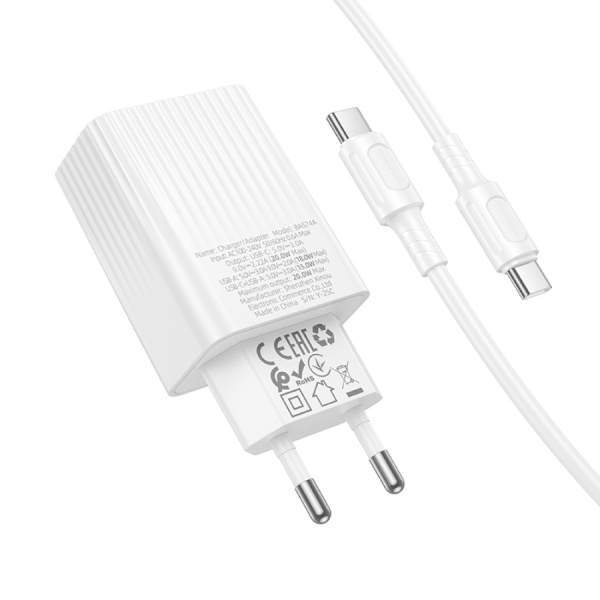 Зарядное_устройство - TypeC 20W/3A BOROFONE BAS74A + кабельType-C белый