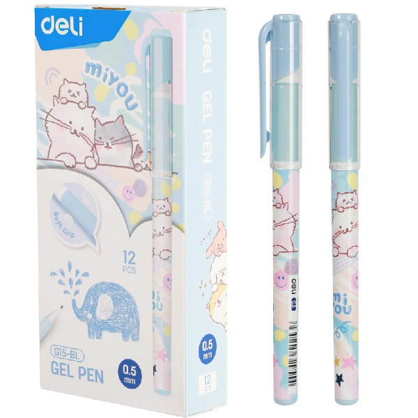 Ручка гелевая DELI "MiYou" синяя 0,5 мм (EG15-BL)