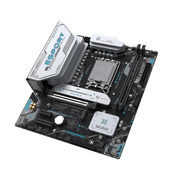 Материнская плата MAXSUN MS-eSport B860M SNIPER WIFI, LGA1851, B860, 2*DDR5, 3*SATA3, 3*M.2, USB 3.2, USB 2.0, 1*PCIEx16, 1*PCIex4, 1*PCIex1, HDMI+DP, mATX