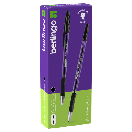 Ручка гелевая BERLINGO "Tribase Gel grip" черная, 0,5мм, грип (CGp_05022)