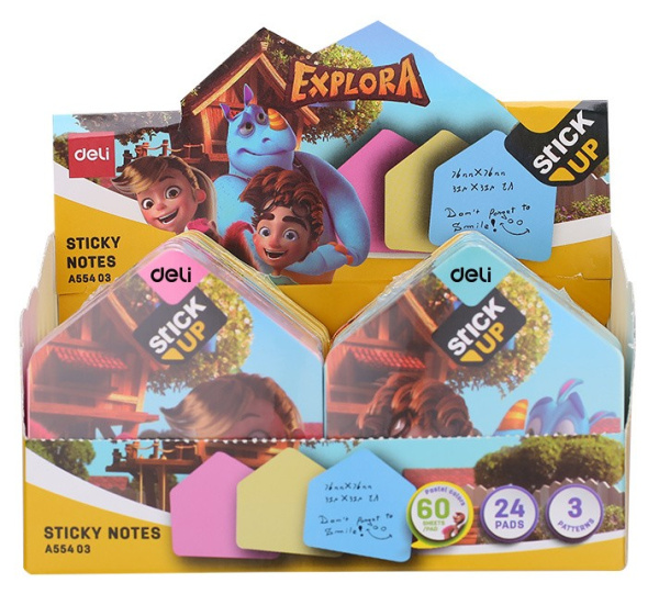 Блок самоклеящийся DELI Explora 60лист, ассорти (EA55403)