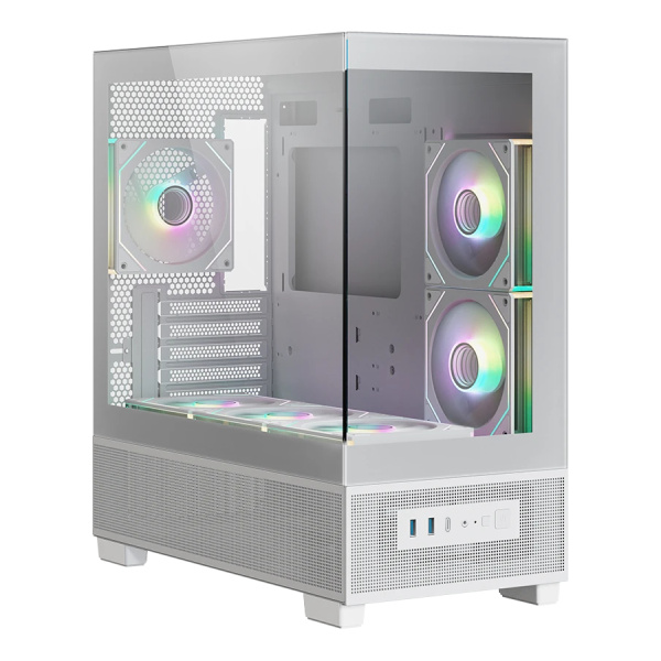 Корпус mATX Б_БП XASTRA Q500M 6ARGB-C10-UC White (USB3.0,Audio,белый,6х120мм ARGB,ARGB+PWM HUB 10port,Type-C,CPU Cooler до 160мм, VGA до 405мм,"аквари