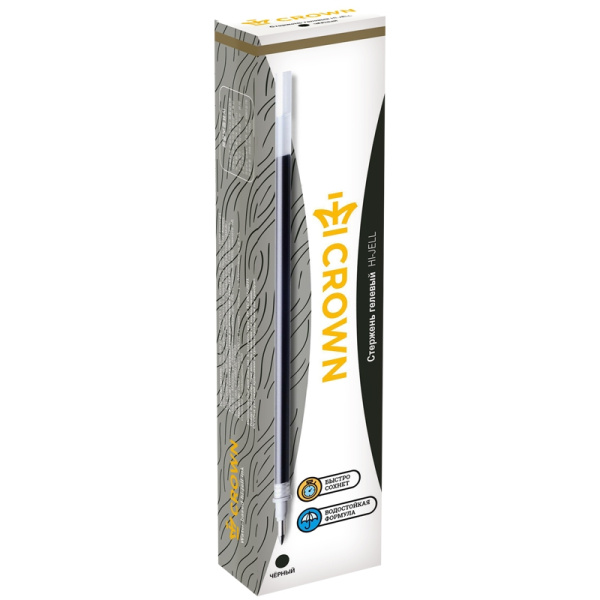 Стержень гелевый CROWN "HI-JELL" черный, 138мм, 0,5 мм (HJR-200)