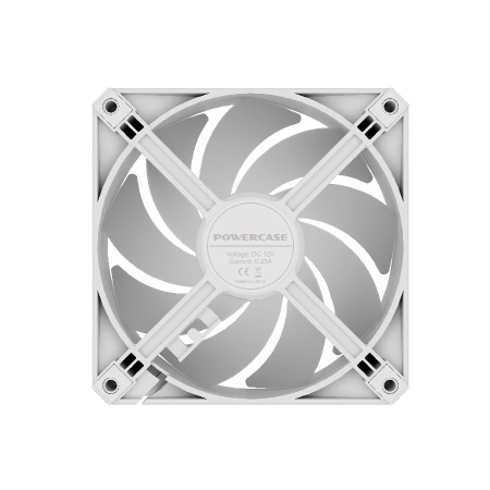 Кулер в корпус 120х120х25 Powercase (M56-12W ARGB) White (700-1500prm/4pin PWM (M+F)+ 3pin ARGB (M+F)/61,36 CFM/26дБ/подшипник гидравлический/ARGB)